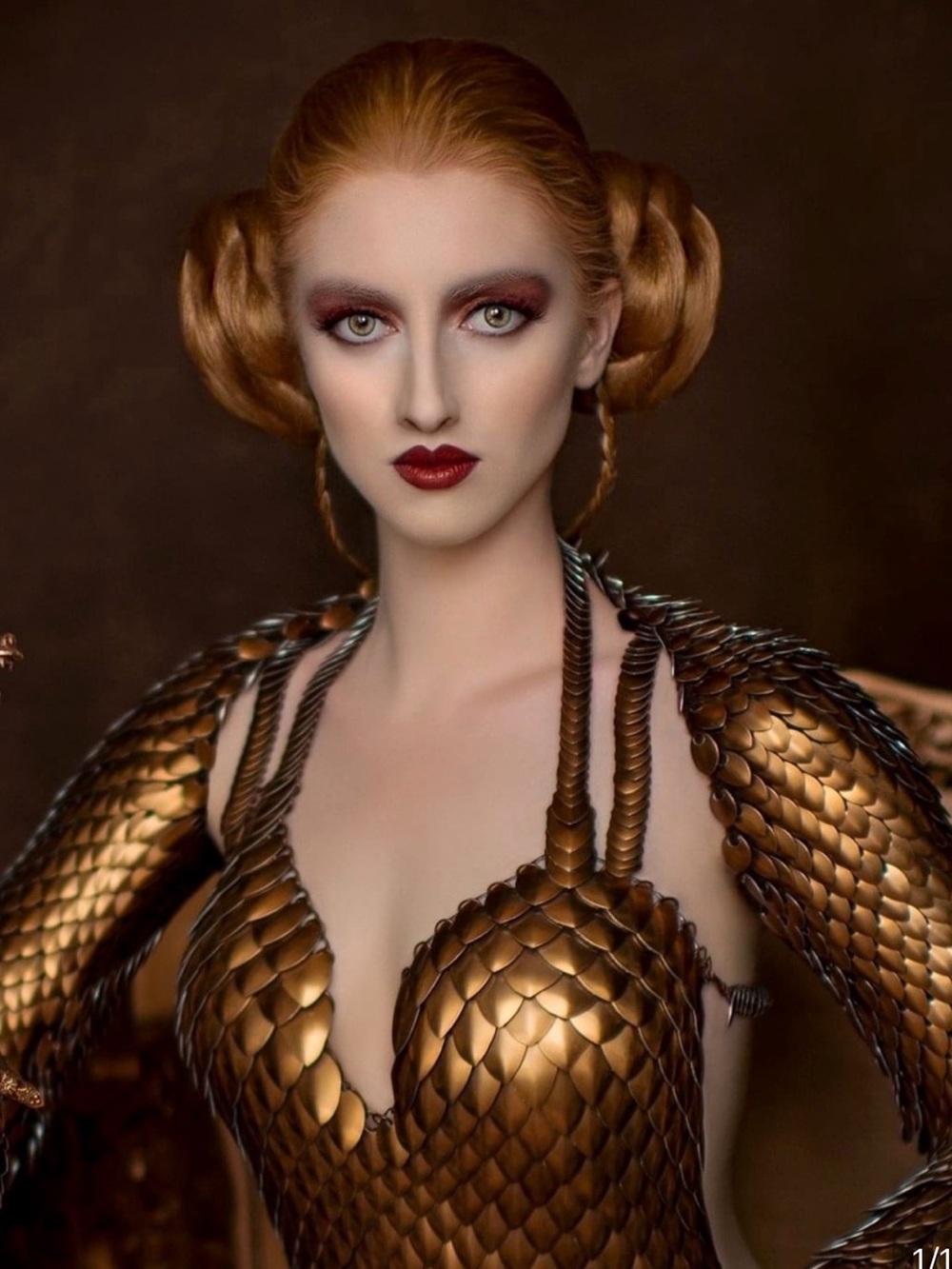Handcrafted Anodized Bronze Scale Maille Crossback Armour - Bronze